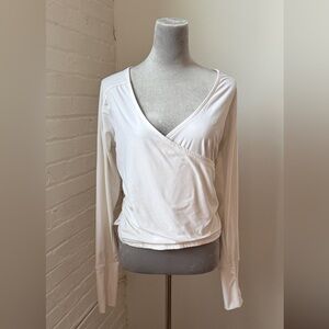 Danskin Ivory Long Sleeve Wrap Top